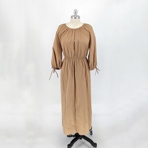 & Other Stories Puff Sleeve Poplin Dress Tan 10 cottagecore bohemian spring